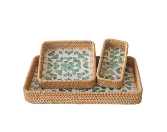 Hand Woven Rattan Basket, Decorative Rattan Tray, Modern Home Décor, Storage Basket, Fruit Basket, Custom Serving Tray, Coffee Table Tray