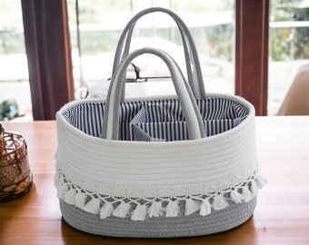 Panier en coton tissé à la main, Cadeaux baby shower, Panier de rangement en corde tressée, Panier à linge, Cadeaux pour bébé, Cadeaux pour la fête des Mères, Cadeau en corde de coton tressée