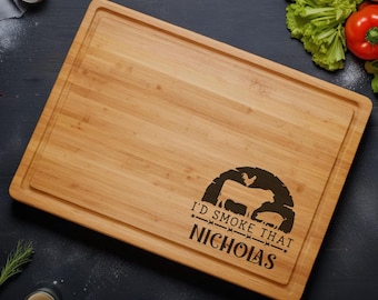 Personalized BBQ Bamboo Cutting Board, Engraved Grill Master Gift, Father's Day Gift
