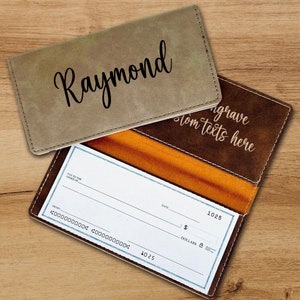 Personalized Checkbook Cover, Custom Monogram Gift, Leather Checkbook, Business Gift, Laser Engraved Name Checkbook Cover, Birthday Gift