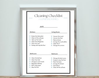 Airbnb Cleaning Checklist, Fully EDITABLE, Professional Cleaning, Digital, One Page