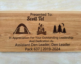 Cub Scout & Boy Scout Leader | Den Leader Appreciation Plaques - Customizable and Personalized - Reclaimed Wood - 16"x8" and 10"x6" Plaques