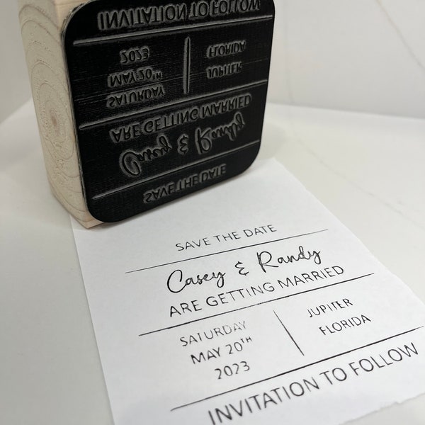 Custom Save The Date Wedding Stamp | Engagement Announcement Stamp | Personalized Wedding Stamps | Envelope Seal Stamp | Repurposed Wood
