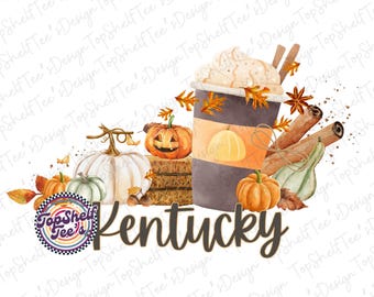 Kentucky Fall Design: PSL, Pumpkins (PNG Digital Download)