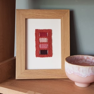 Gaps series: Rosewood and pinks | Framed mini abstract weaving | Framed wall art, original weaving, fibre art