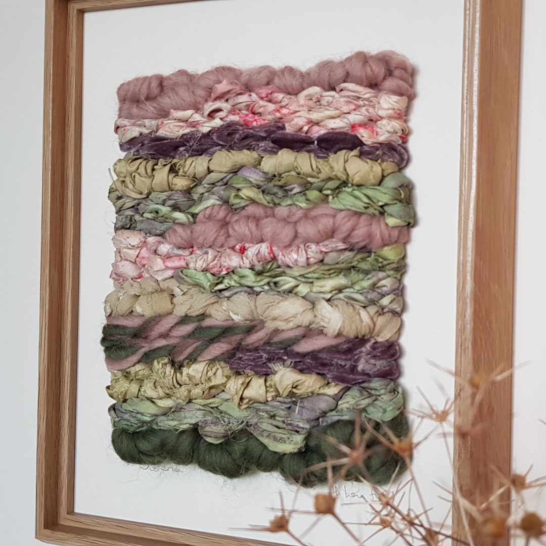 Wisteria Framed Textured Woven Wall Art in Greens and Lilacs Etsy