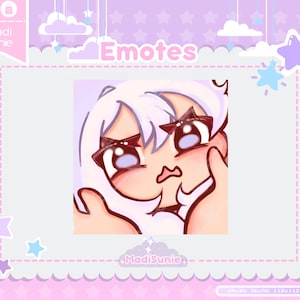 Face Squish Emote for Twitch/Discord/Youtube/Twitch Emotes/Cute Chibi Girl/White hair/Kawaii /Premade/Chibi Emote /Discord Emote/Girl Emote