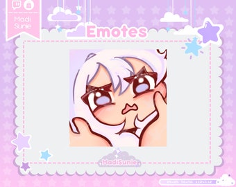 Squish Emote for Twitch/Discord/Youtube/Twitch Emotes/Cute Chibi Girl/White hair/Kawaii /Premade/Chibi Emote Set/Discord Emote/Girl Emote