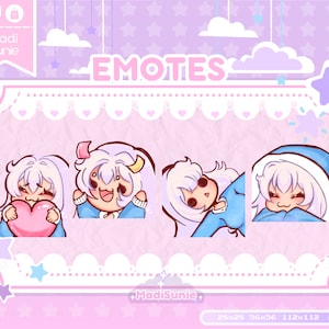 White Haired Girl Emote for Twitch/Discord/Youtube/Twitch Emote/Cute Chibi/Emote Pack/Kawaii /4 Pack/Chibi Emote Set/Love Emote/Cheers Emote