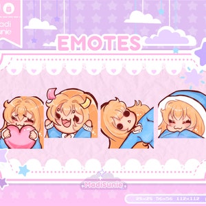 Blonde Emote for Twitch/Discord/Youtube/Emote Pack/Emote Set/Kawaii /4 Pack/Chibi Emote Set/Love Emote/Cheers Emote/Funny Emotes