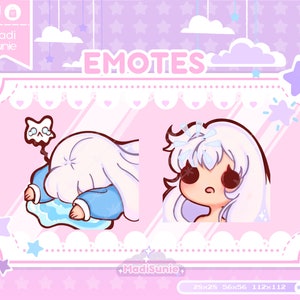 White hair girl Emote for Twitch/Discord/Youtube/Twitch Emotes/Cute Chibi Girl/Emote Pack/Emote Set/Kawaii /2 Pack/Chibi Emote Set/white