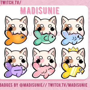 Kitty cat with Fish Sub/Bit Badges for Twitch