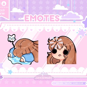 Emote for Twitch/Discord/Youtube/Twitch Emotes/Cute Chibi Girl/Emote Pack/Emote Set/Kawaii /2 Pack/Chibi Emote Set/Discord Emote/Girl Emote