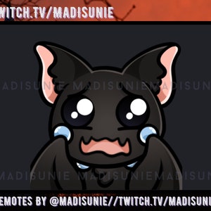 Sad Bat Halloween Emote for Twitch, crying bat, bat emote, sadge emote, animal emotes, kawaii Halloween emotes for Twitch discord/youtube