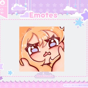 Blonde hair Emote girl for Twitch/Discord/Youtube/Twitch Emotes/Cute Chibi Girl/Kawaii /Premade/Chibi Emote Set/Discord Emote/Girl Emote