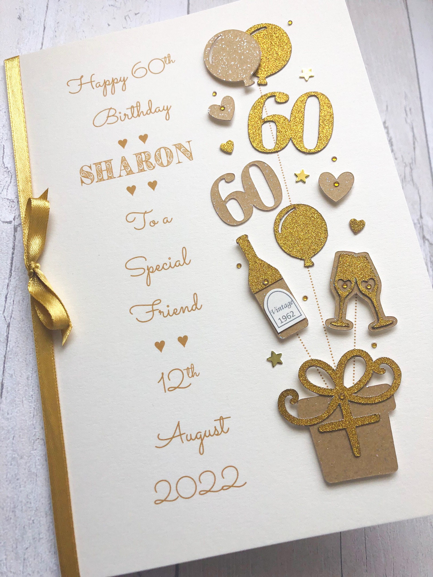 Personalised 60th Birthday Card for Women Daughter Wife Mum Gran Nan ...