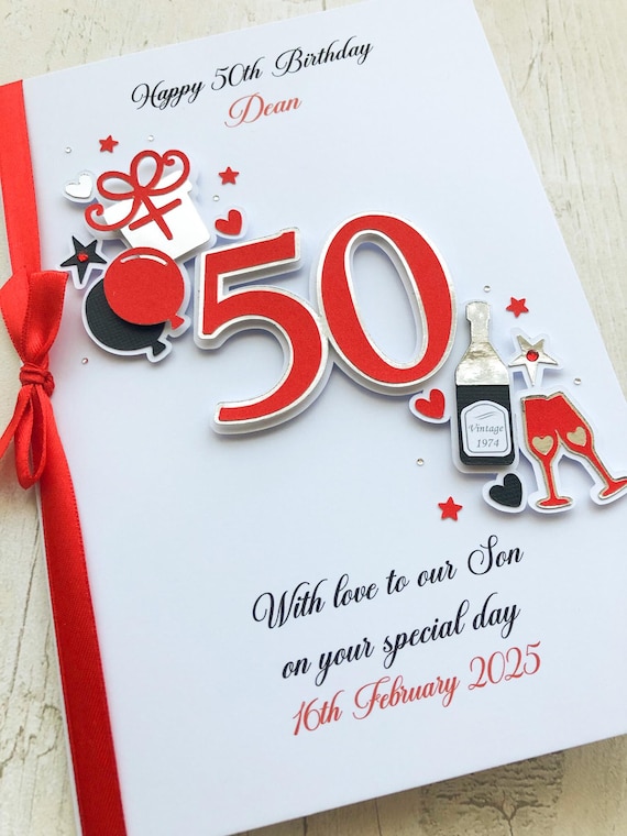Handmade 50th Birthday Card Personalised Son Husband Dad. Any