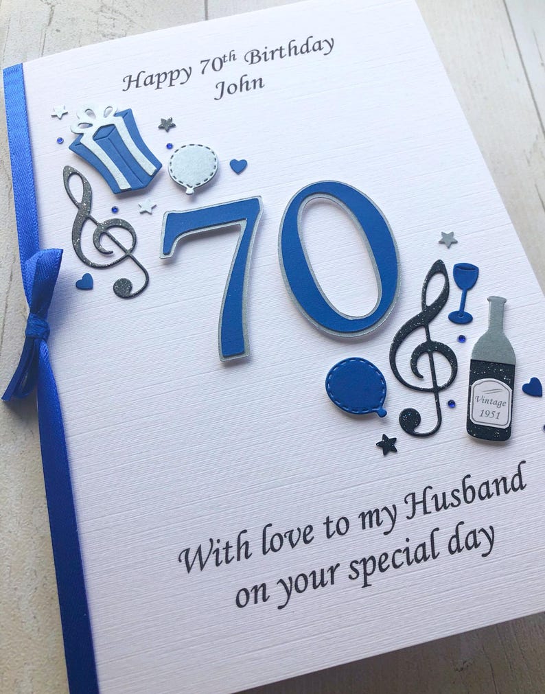 Personalised 70th Birthday Card for Men Husband Dad Grandad. Customised ...