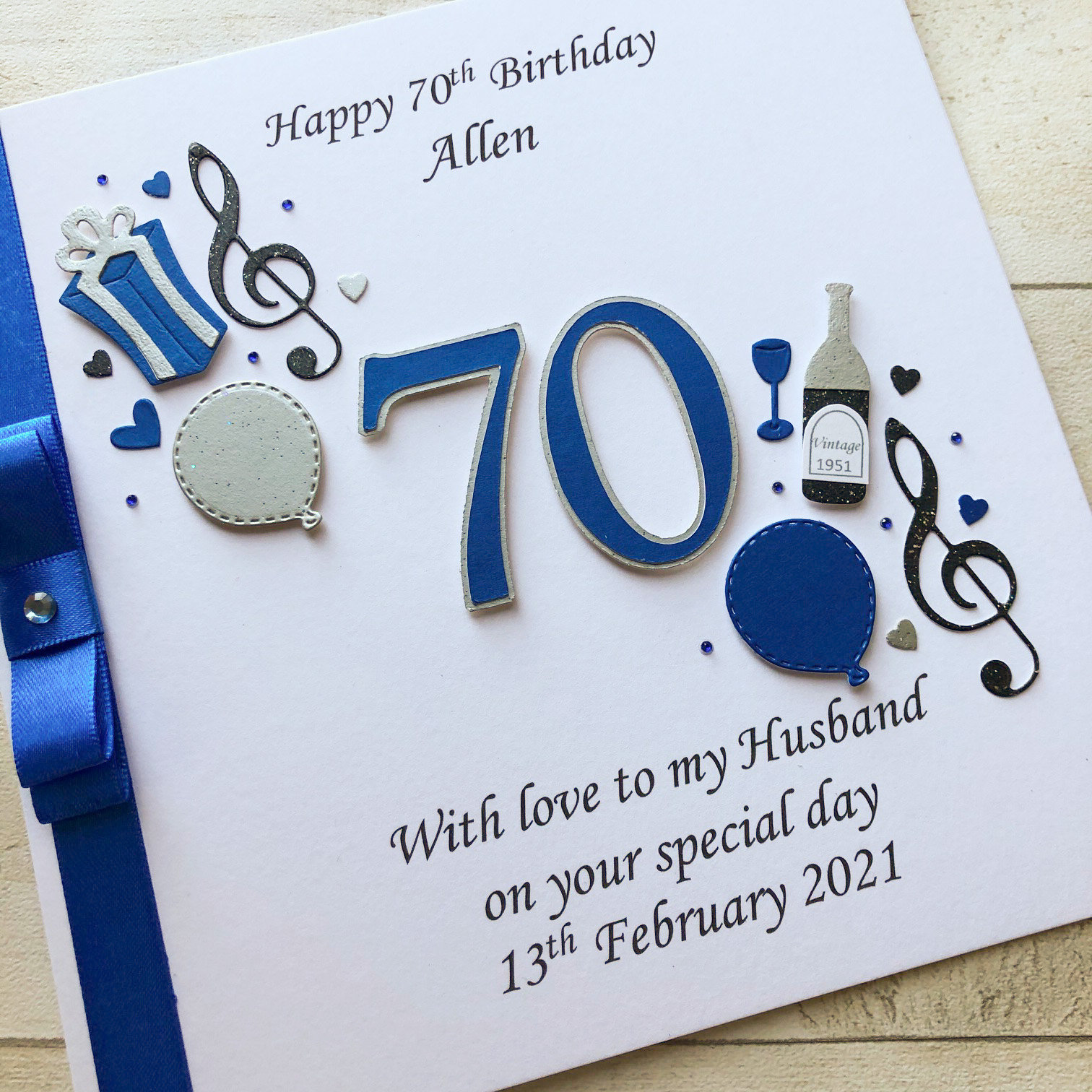 Personalised 70th Birthday Card for Men Husband Dad Grandad. Customised ...