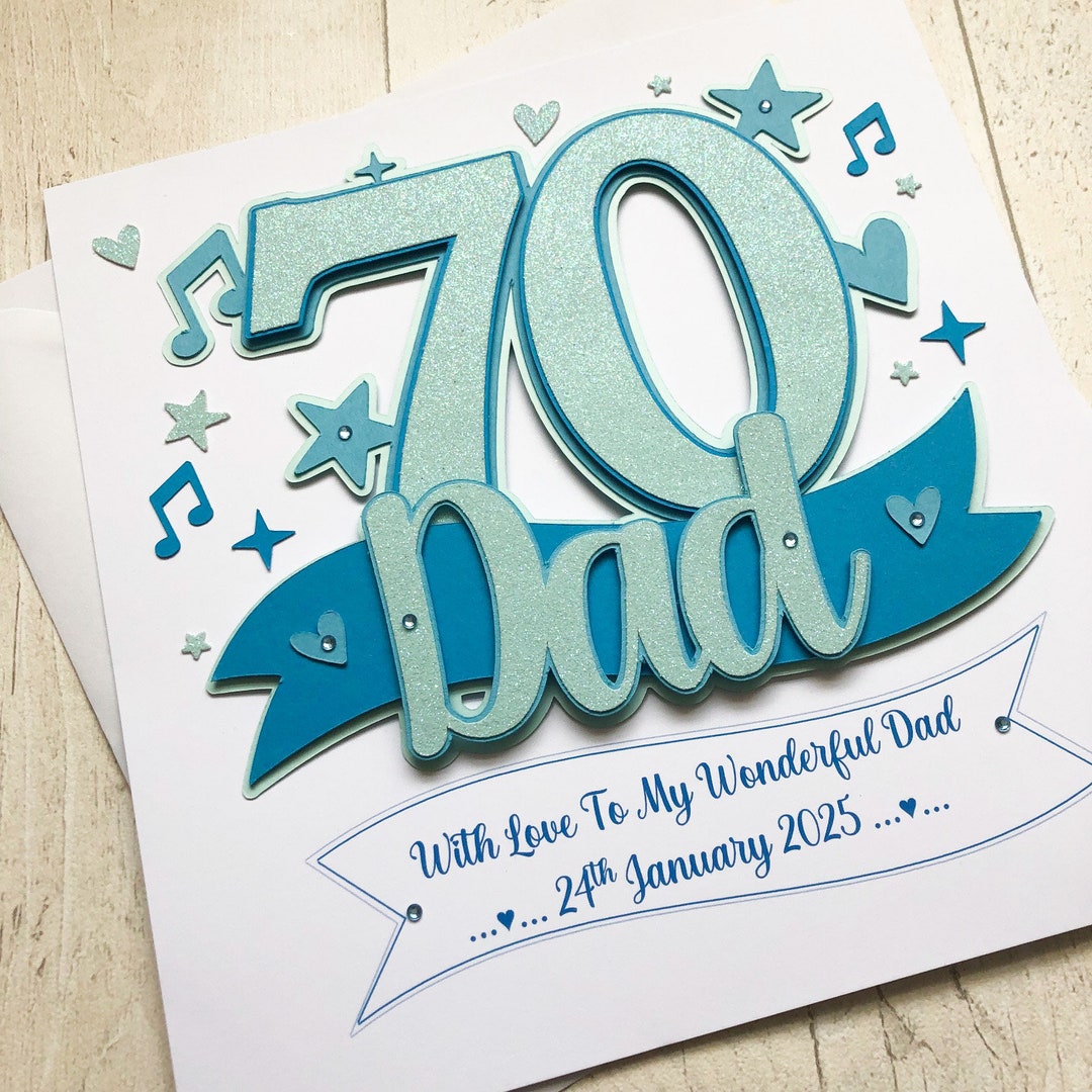 Personalised 70th Birthday Card for Men Dad Husband Grandad. Customised ...