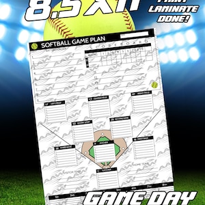 Softball Gameday Planner Roster Plan Team Lineup Softball Printable Planner Score Sheet Lineup List