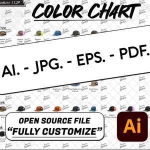 Fully-Editable Richardson 112P Color Chart • Richardson Snapback Trucker Cap Color Chart • Richardson Camo/Pattern Guide