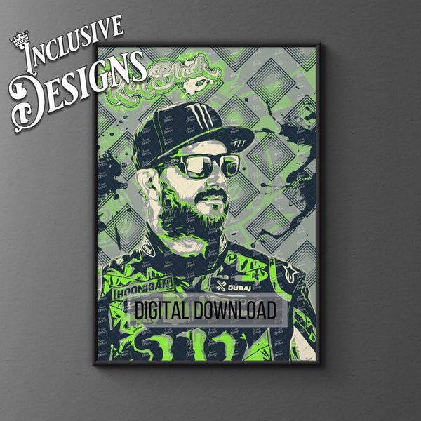 Digital Ken Block Artwork Poster, Hip Hop, Rap, Digital Print, Tshirt, Wall Art Decor, Birthday Gift, Printables