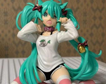Hatsune Miku Pajama Action Figure Kawaii Model Green Hair Girl Doll