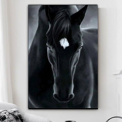 Black and White Horse Canvas Wall Art Noble Horse Canvas Etsy
