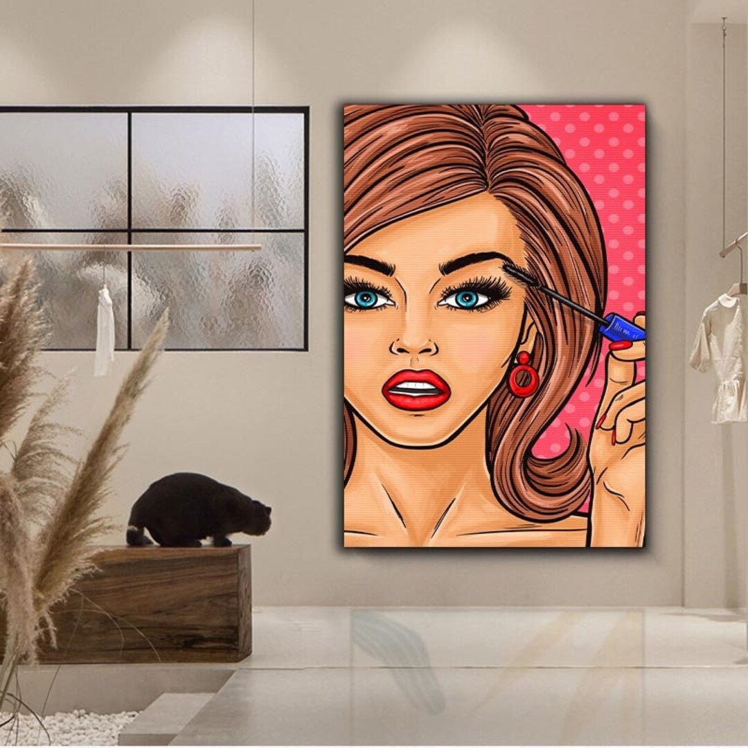 Pop Art Woman Canvas Wall Decor , Woman Canvas Painting , Woman With