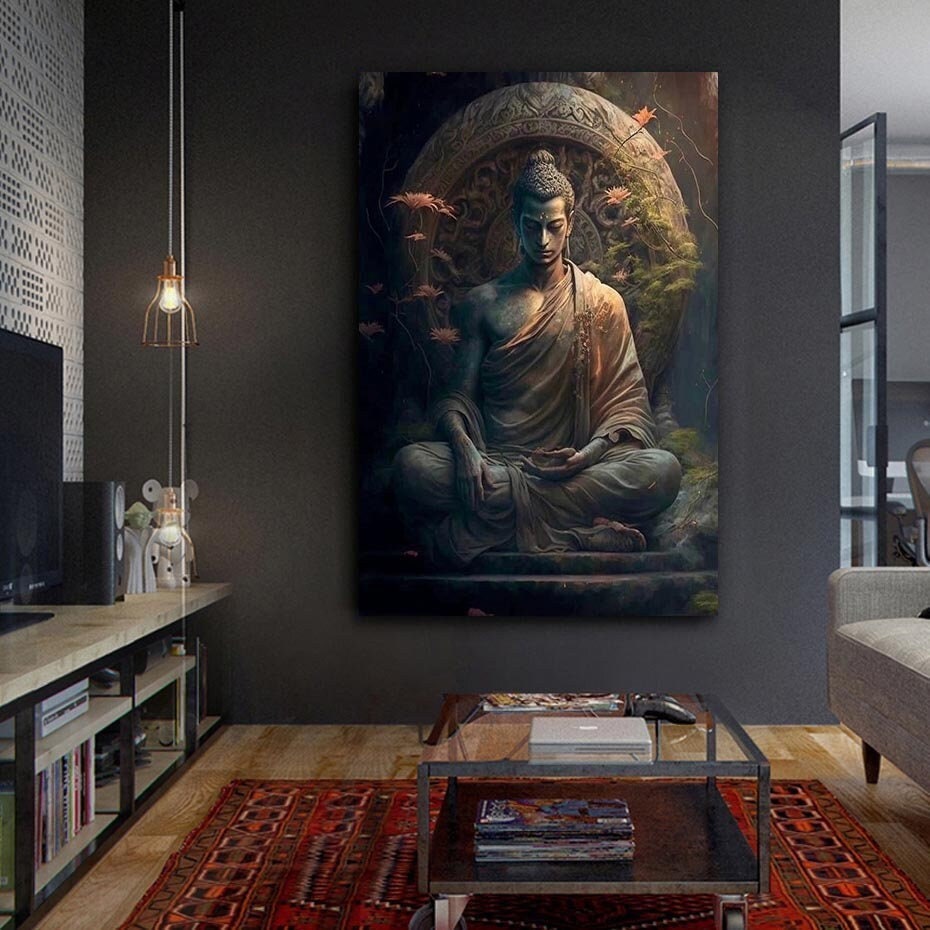 Golden Buddha Canvas Painting - Large Canvas Art for Home and Living R -  Kotart