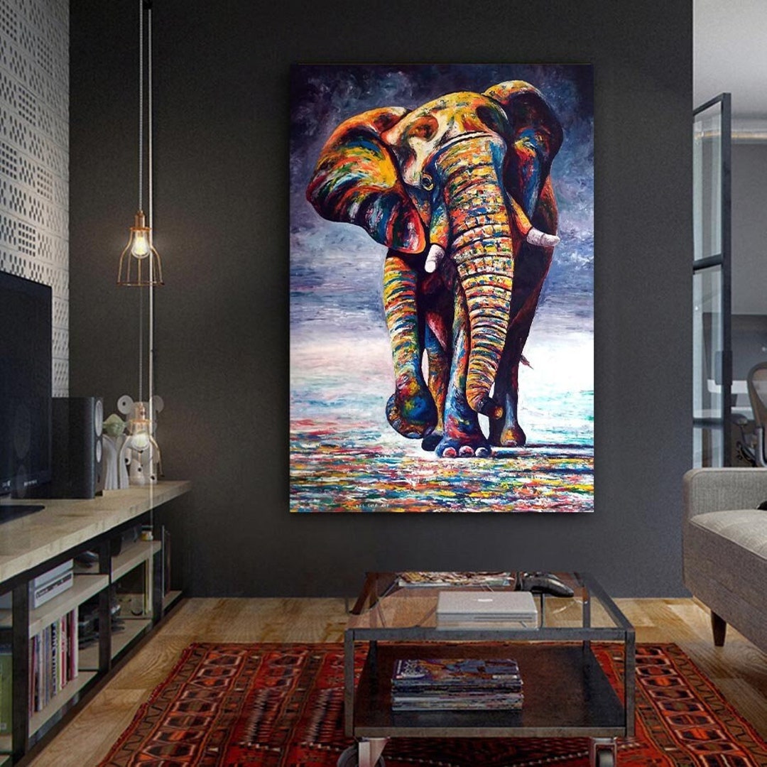 Colorful Elephant Canvas Print,elephant Canvas Wall Art , Elephant