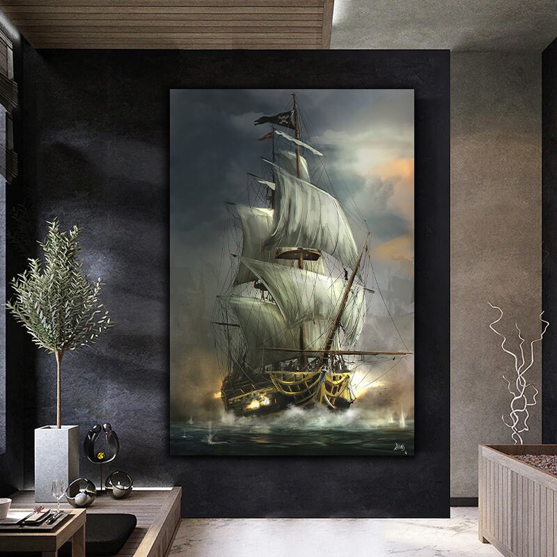 Pirate Ships Wall Art , Sailing Ship Canvas Prints , Ship Wall Decor