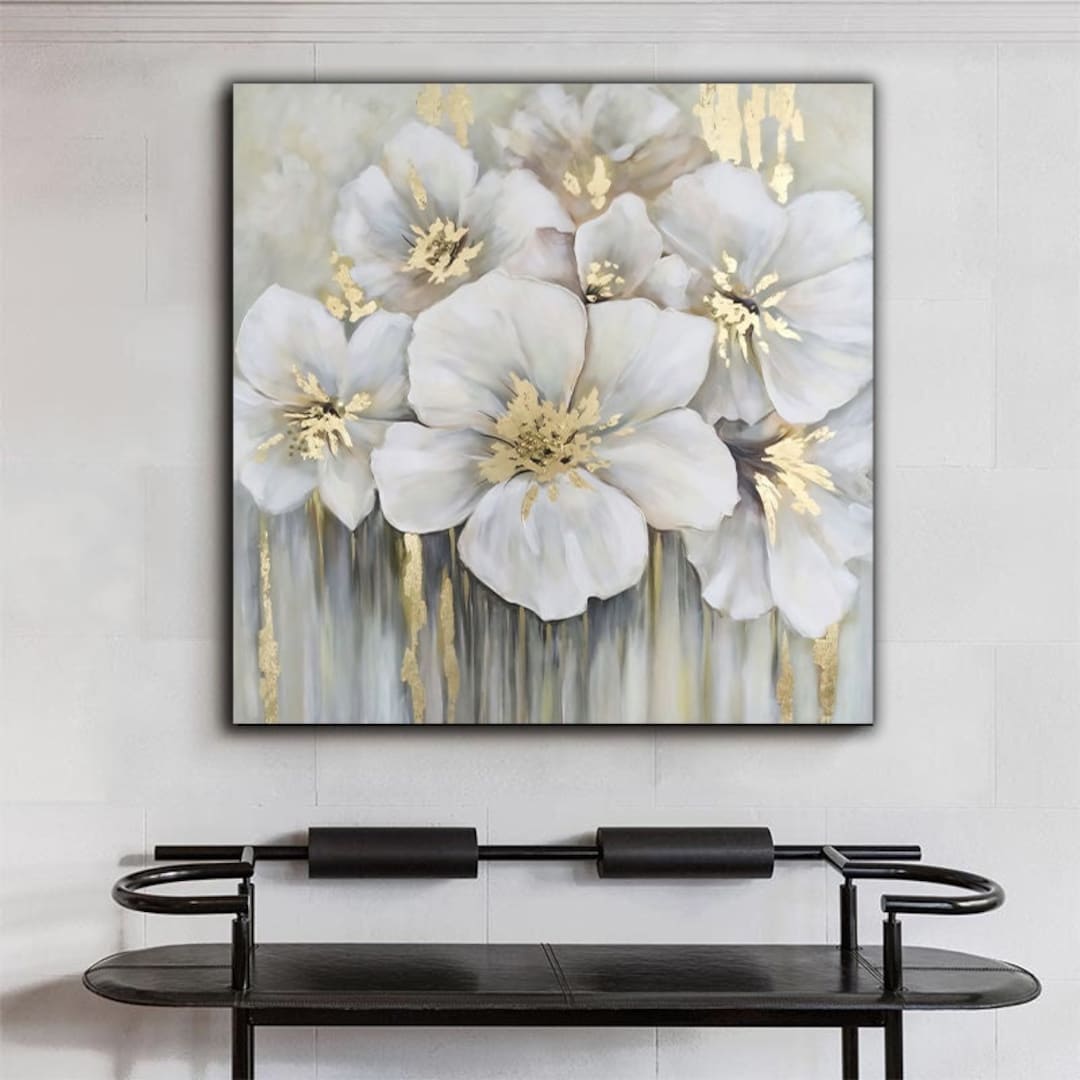 Flower Canvas Prints , White Flower Canvas Wall Art , Flowers Canvas