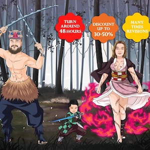 Personalized Anime Slayer Character | Custom Anime-Inspired Demon Fighter | Custom Demon Hunter Portrait | Father's Day Unique Gift