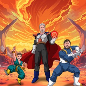 Custom Anime-Inspired Character Portrait | Custom Super Warrior Portrait | Personalized Anime Power-Up Portrait | Father's Day Unique Gift