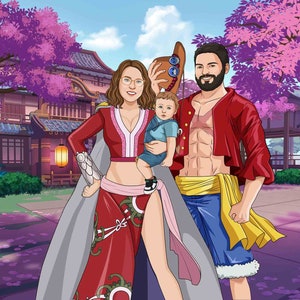 Aangepaste anime-tekening van foto | Gepersonaliseerde anime-paarkunst | Perfect cadeau voor animefans | Digitaal animeportret voor stellen