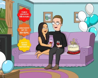 Custom Cartoon Family Portrait | Personalized  Cartoon Style Family Portrait | Personalised Family Portrait from photo | Father's Day Gifts