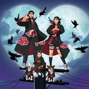 Niestandardowy rysunek postaci inspirowany ninja | Spersonalizowana ilustracja postaci shinobi | Niestandardowy portret ninja inspirowany anime | Dzień Ojca