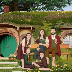 Personalized Hobbit Hole Portrait | Custom Middle-Earth Style Portrait | Personalized Hobbit-Inspired Portrait | Father's Day Unique Gifts