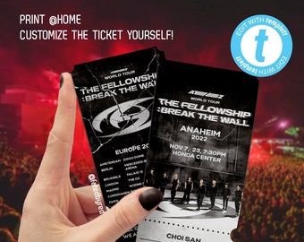 ATEEZ digital Break The Wall TOUR editable printable print at home TICKET merch atiny kpop gift world tour merchandise concert guerrilla fan