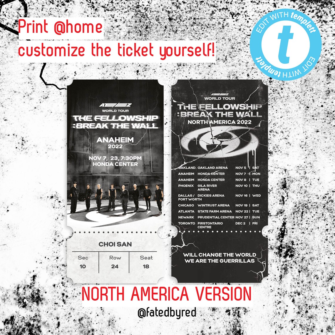 Fresh Look at Ateez Digital Break The Wall Tour Editable Printable Print At