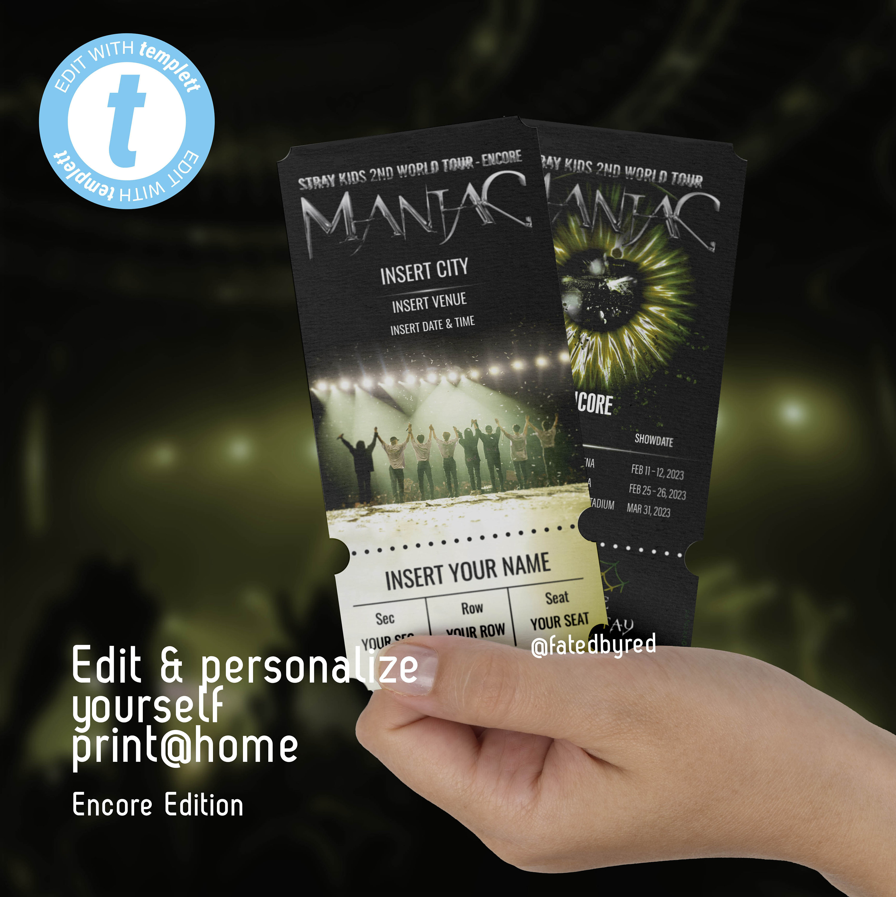 STRAYKIDS Digital TICKET TOUR Custom Editable Printable Print at