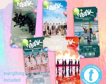 SKZ digital TICKET MUSICBANK enhypen mamamoo p1harmony the boyz custom editable print at home merch kpop gift merchandise concert fan