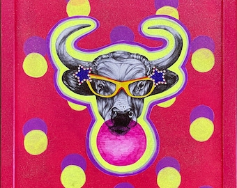 Ox-with-cool-Brille im Club - Animal Archetype Painting