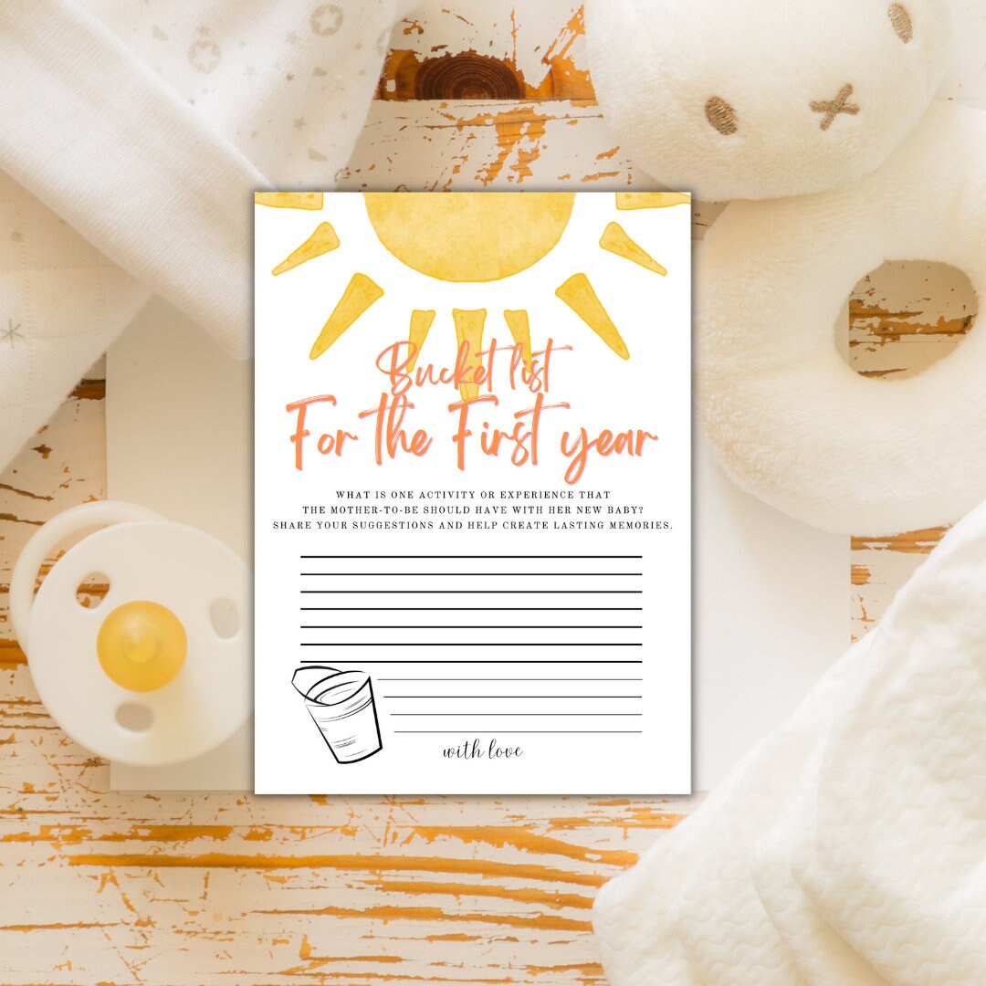 Sunshine Bucket List Baby Shower Game, Boho Here Comes the Son Baby
