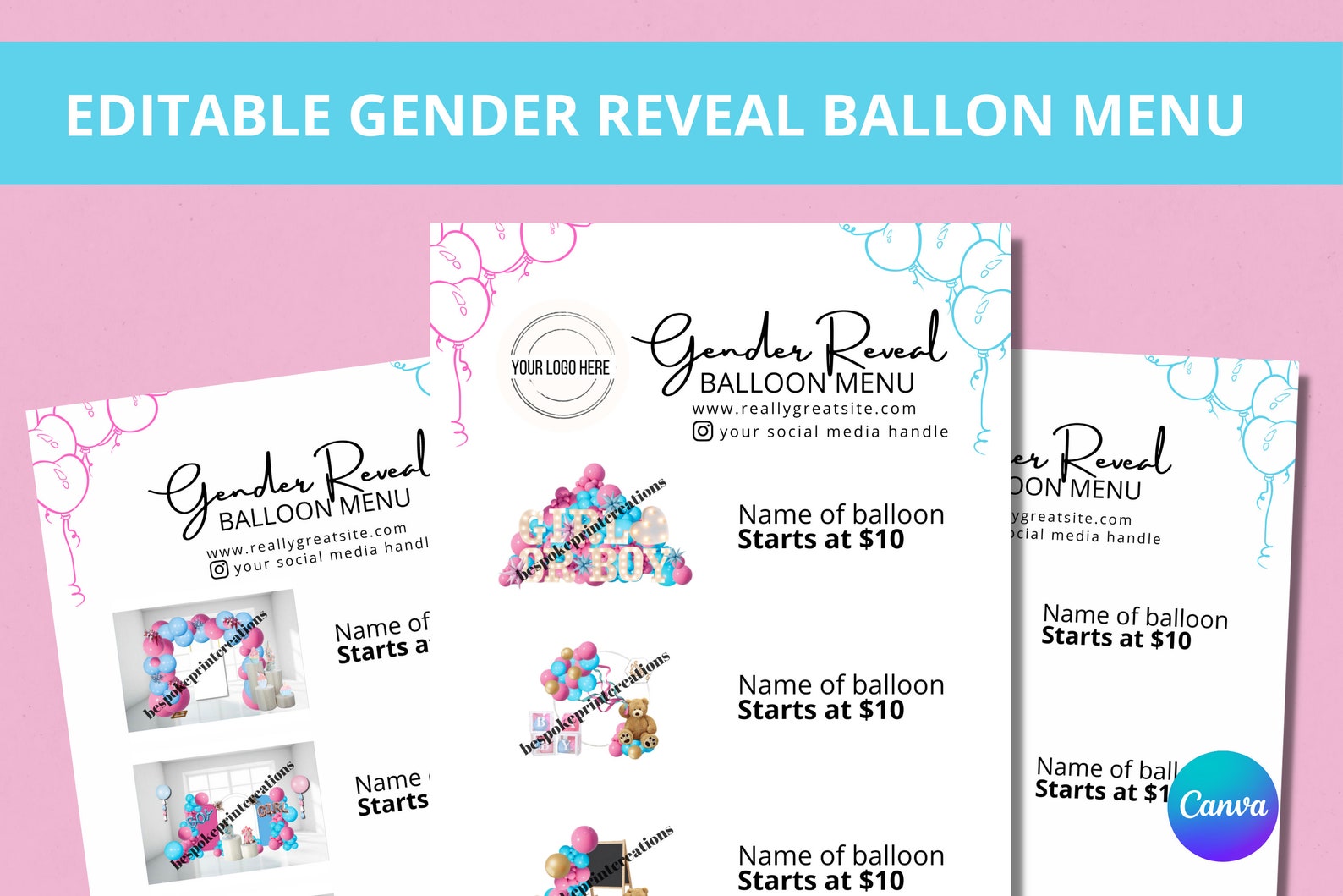 CUSTOM Balloon Price List Balloon Menu Balloon Price Guide Etsy