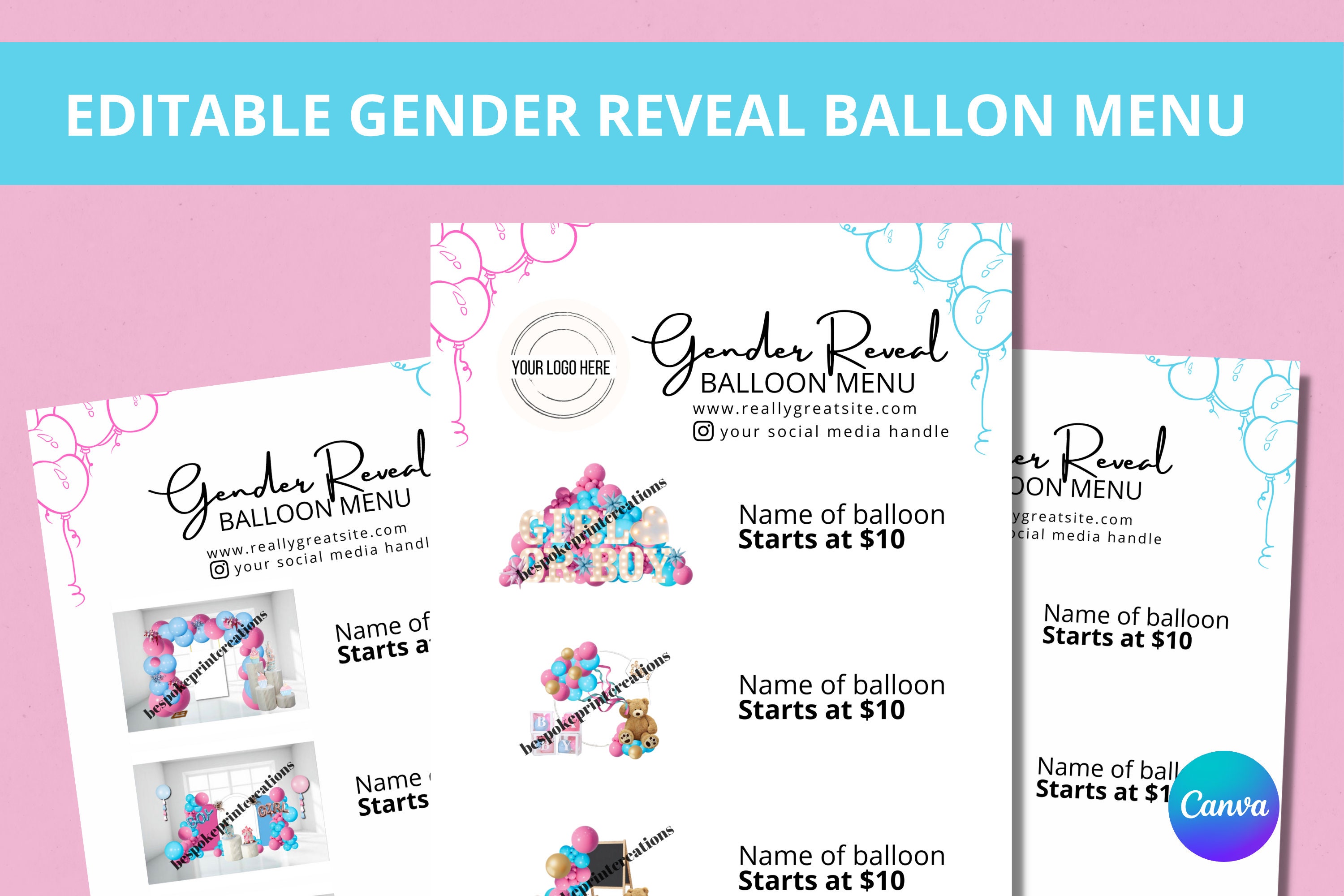 CUSTOM Balloon Price List Balloon Menu Balloon Price Guide Etsy