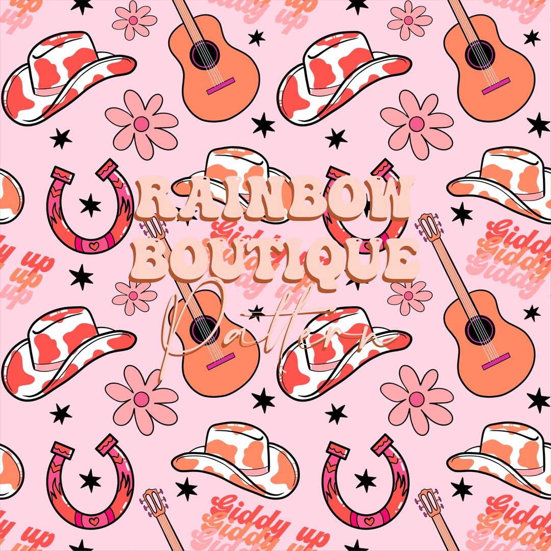 Cowgirl Seamless Pattern, Disco Cowboy Pattern, Repeating Pattern ...