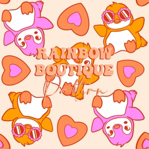 Groovy naadloos patroon, hippie naadloze vijl, jaren '90 stof ontwerp, Penguin oppervlak patroon, kinderen naadloos ontwerp, neon pop kleuren patroon